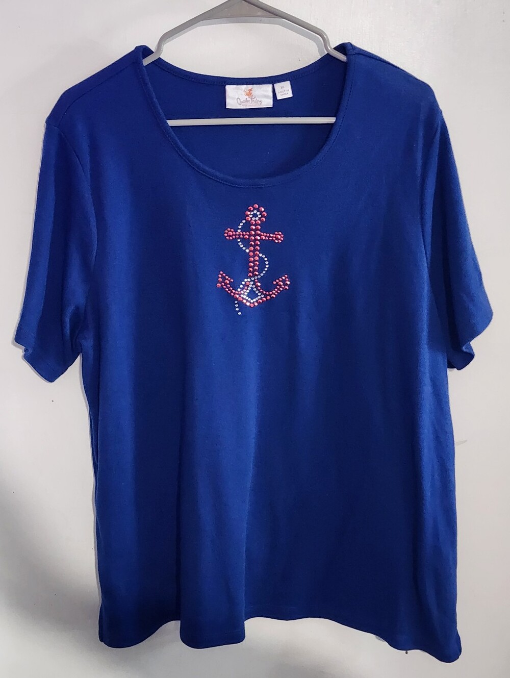 Quacker Factory Royal Blue Tee with Jeweled Anchor